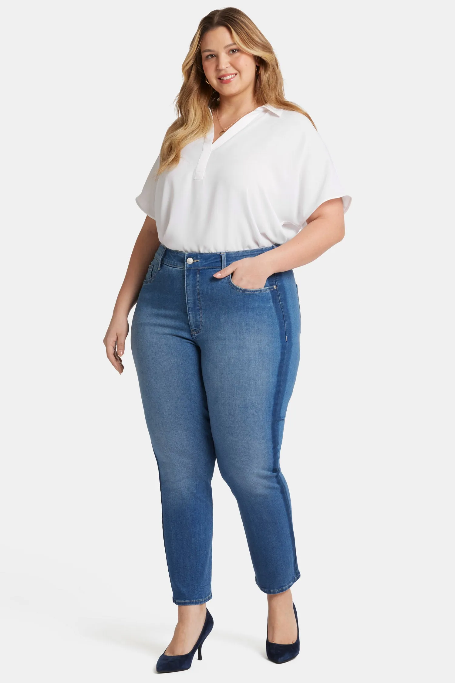 Marilyn Straight Ankle Jeans In Plus Size - Azure Wave sold by NYDJ