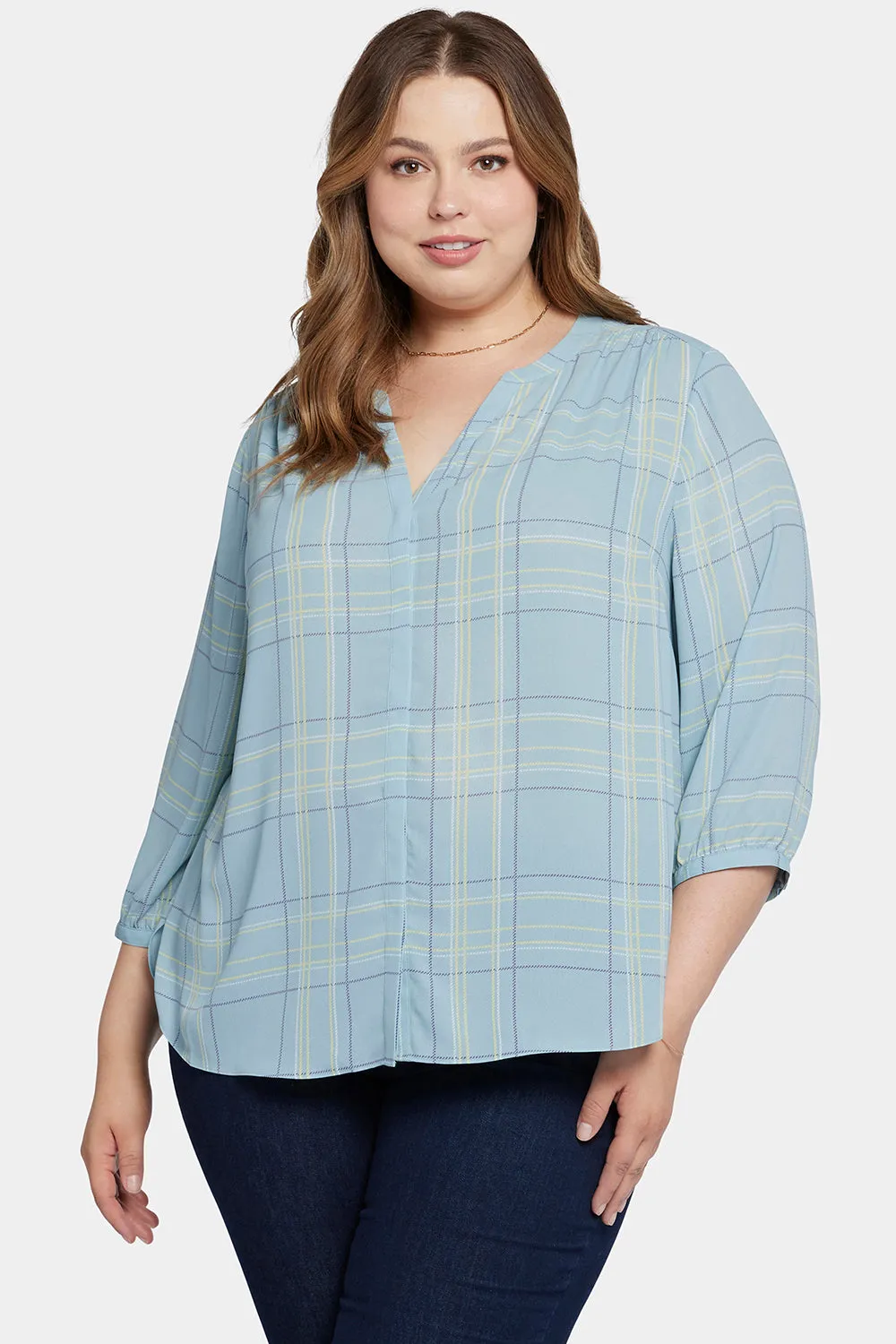 Pintuck Blouse In Plus Size - Wembley Plaid sold by NYDJ product image thumbnail 4