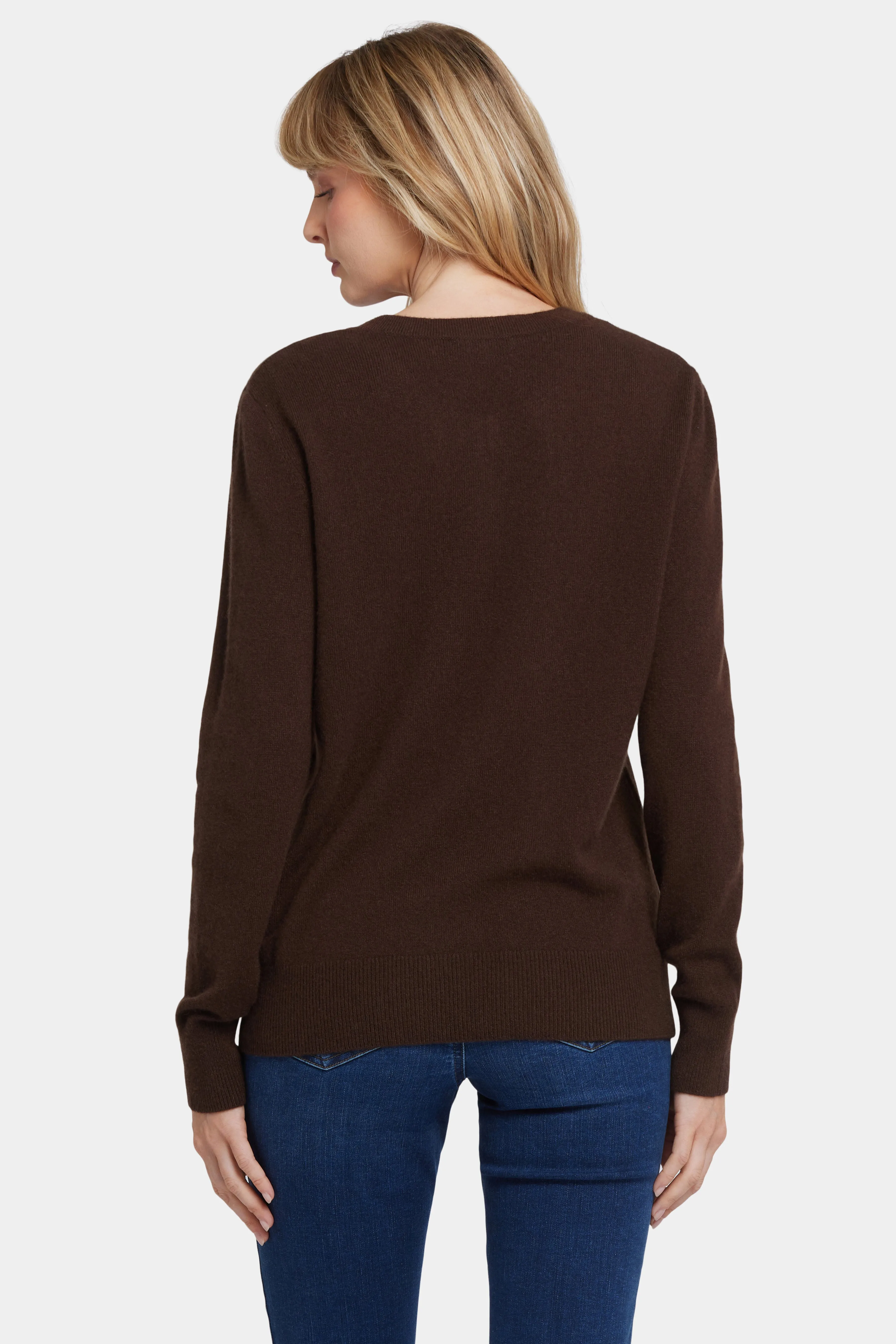 Cashmere Crewneck Cardigan - Brown sold by NYDJ product image thumbnail 2