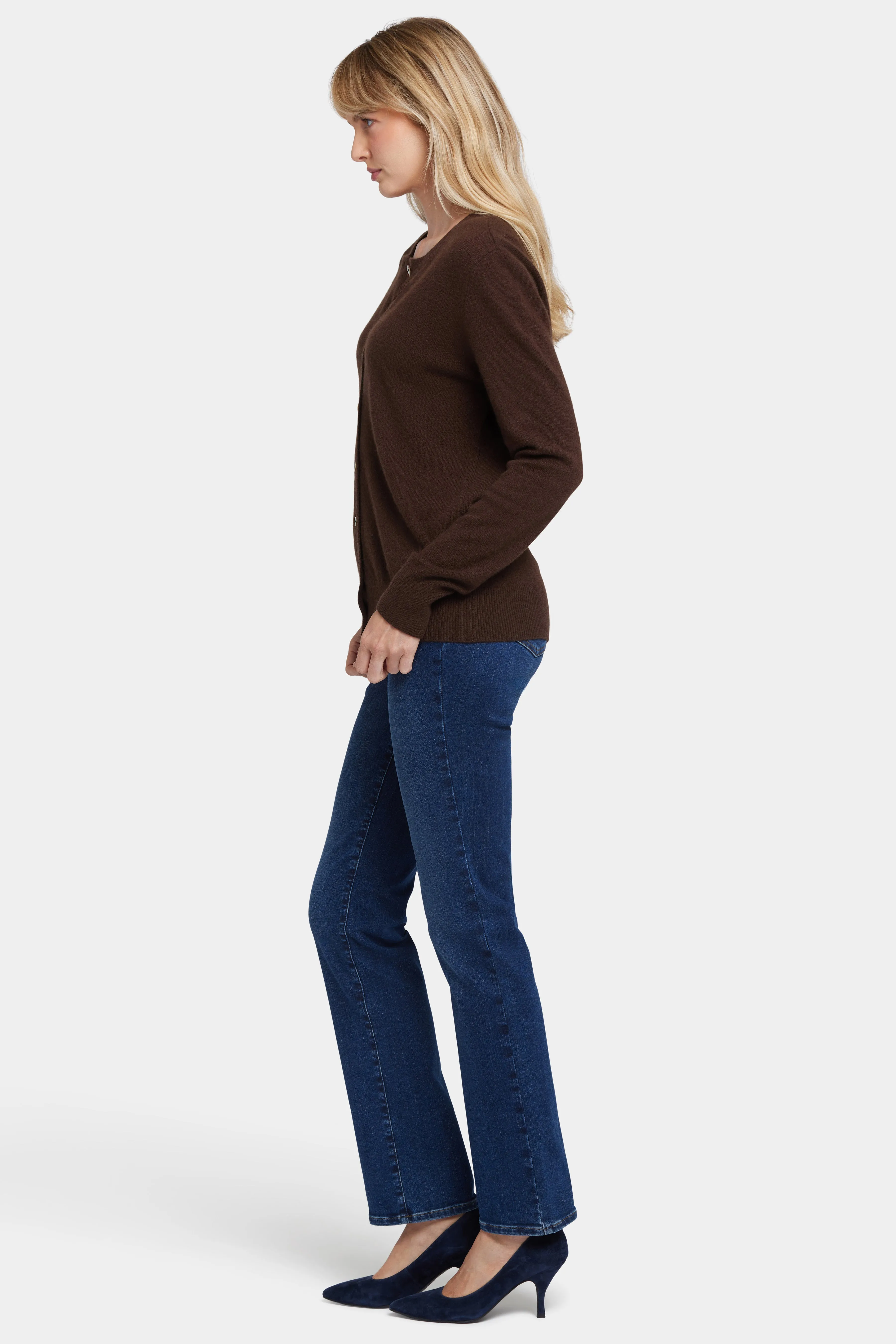 Cashmere Crewneck Cardigan - Brown sold by NYDJ product image thumbnail 3