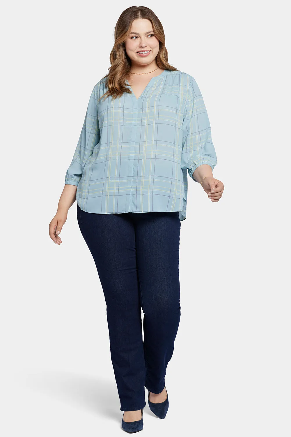 Pintuck Blouse In Plus Size - Wembley Plaid sold by NYDJ product image thumbnail 5