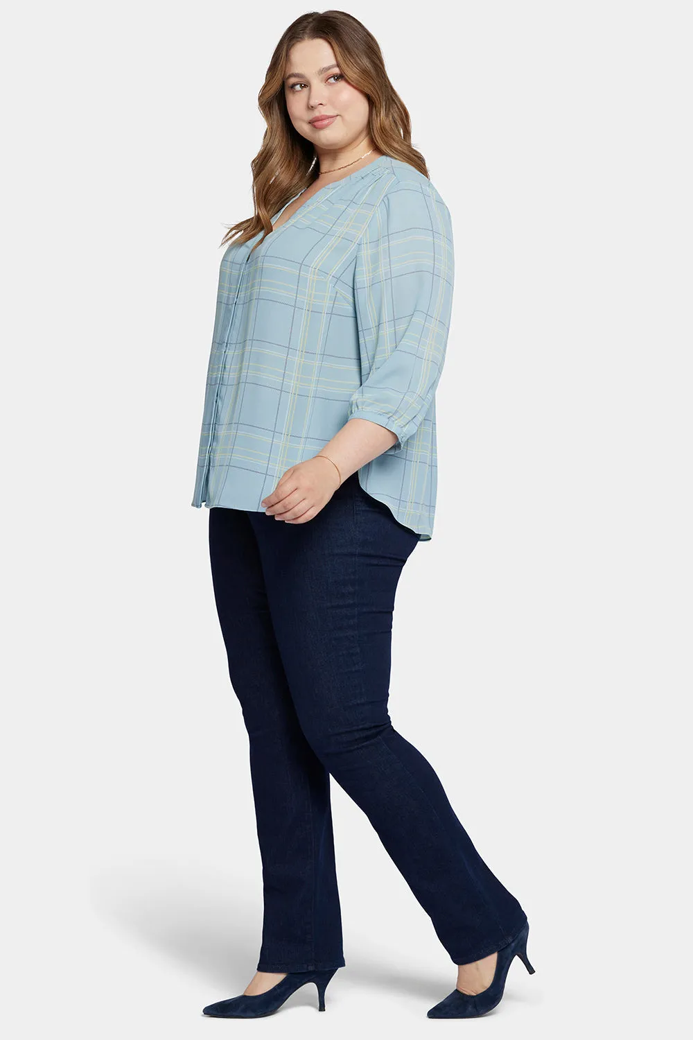 Pintuck Blouse In Plus Size - Wembley Plaid sold by NYDJ product image thumbnail 3