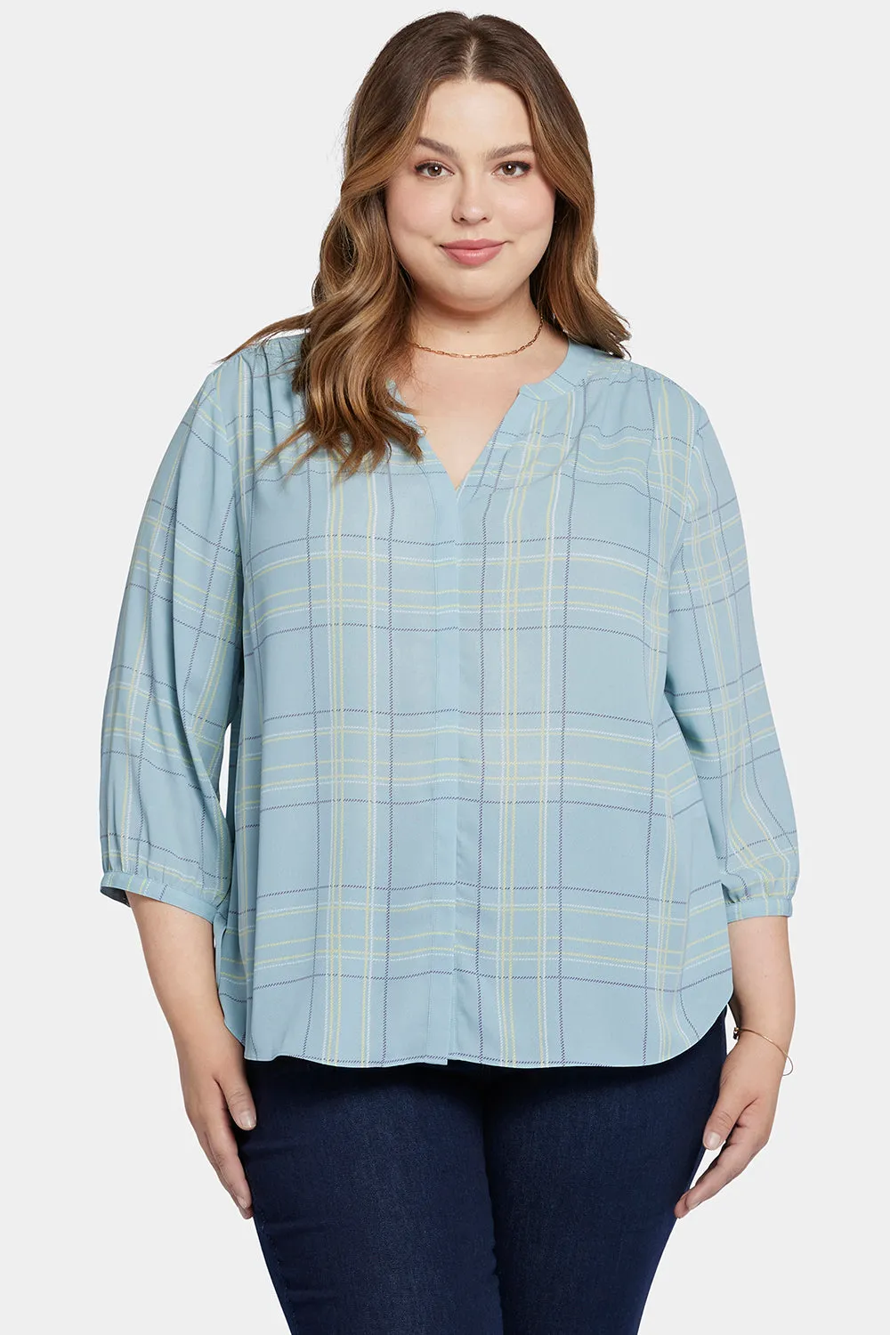 Pintuck Blouse In Plus Size - Wembley Plaid sold by NYDJ