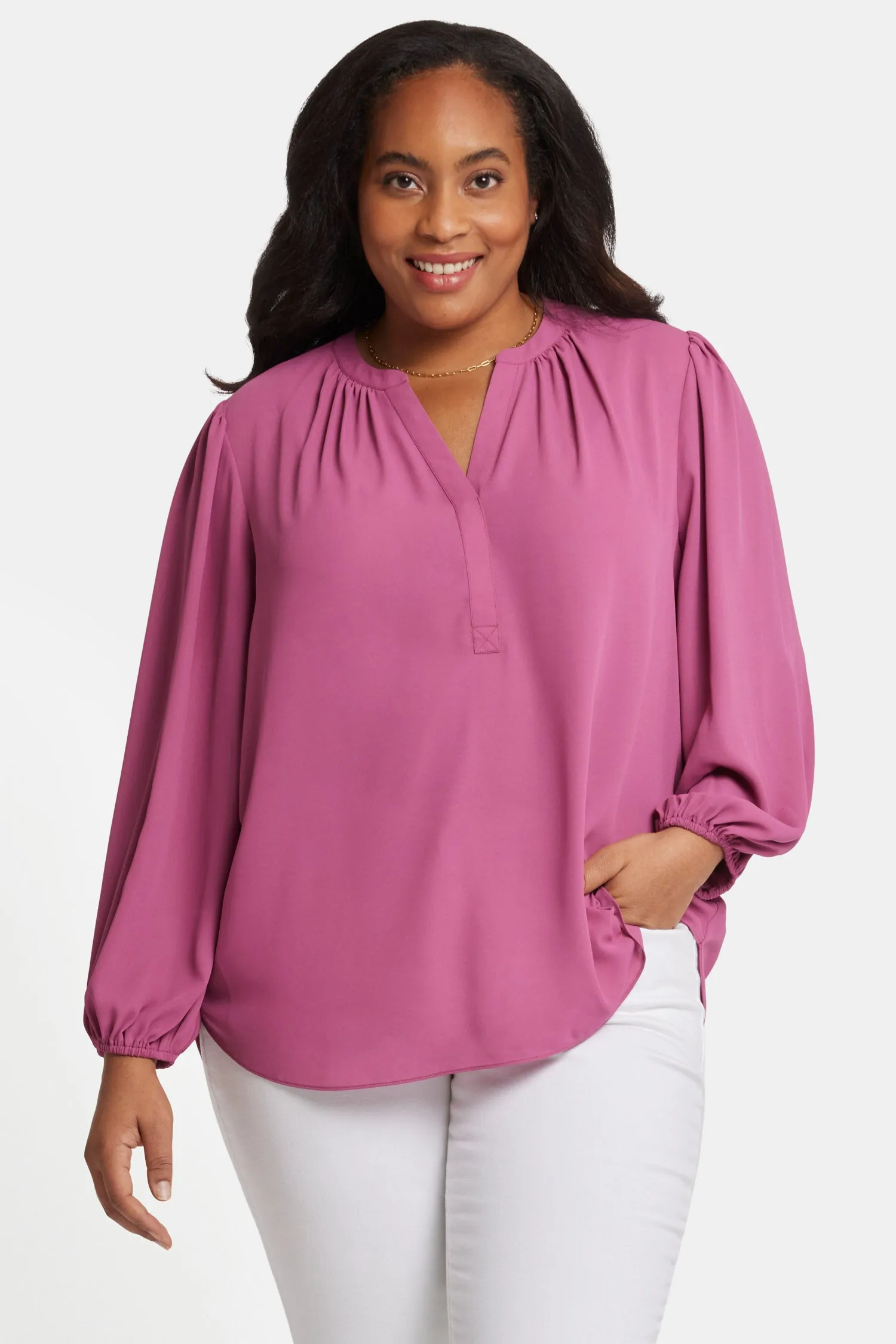 Puff Sleeve Popover Top In Plus Size - Mauve Haze sold by NYDJ product image thumbnail 4