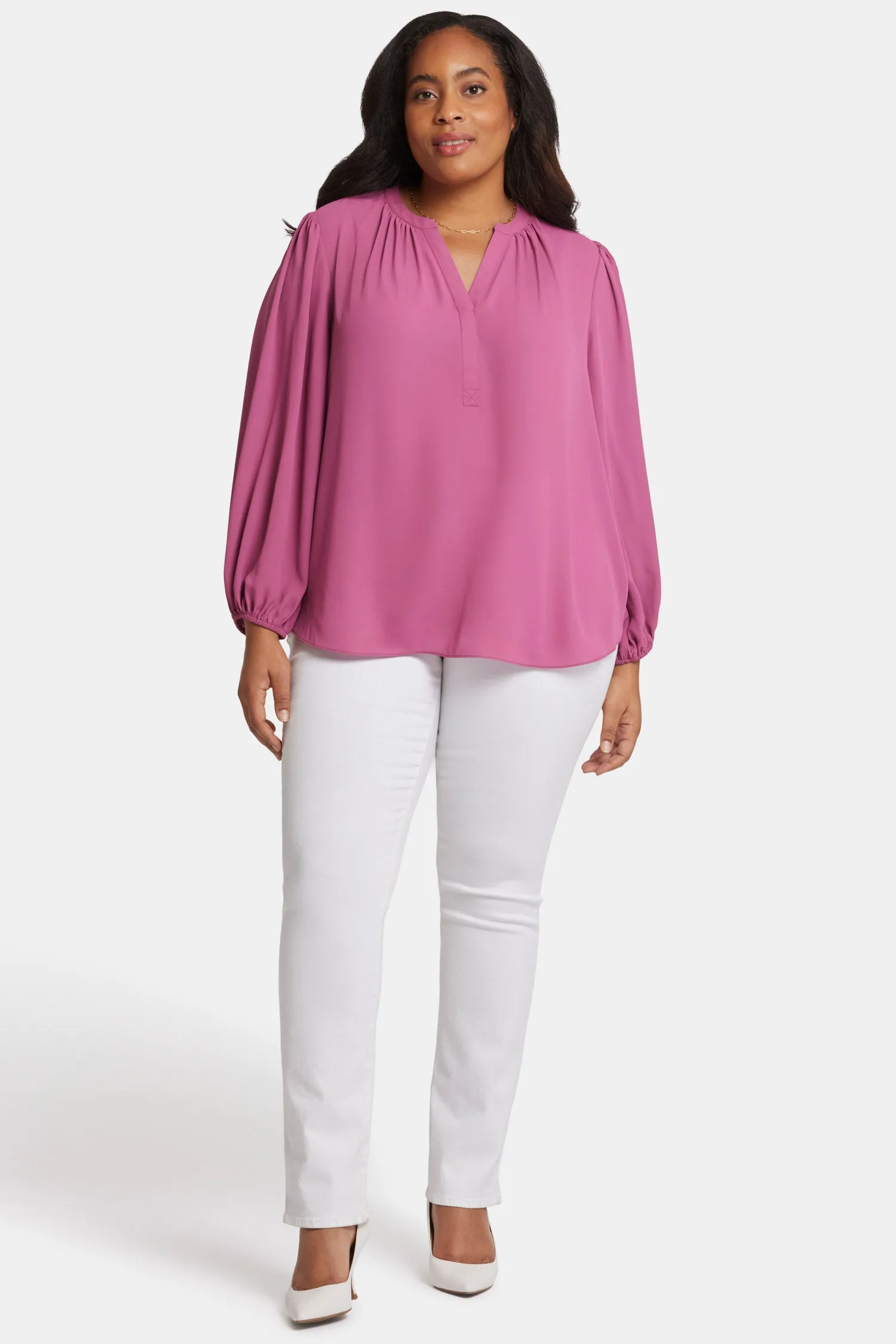 Puff Sleeve Popover Top In Plus Size - Mauve Haze sold by NYDJ product image thumbnail 5