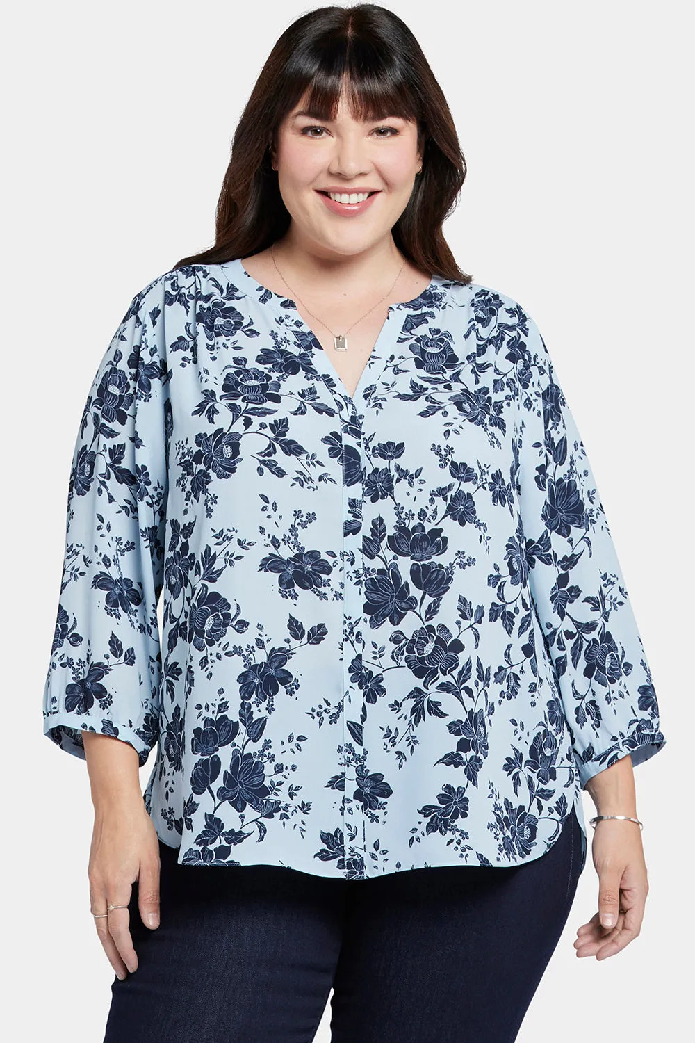 Pintuck Blouse In Plus Size - Rosemary Petals sold by NYDJ