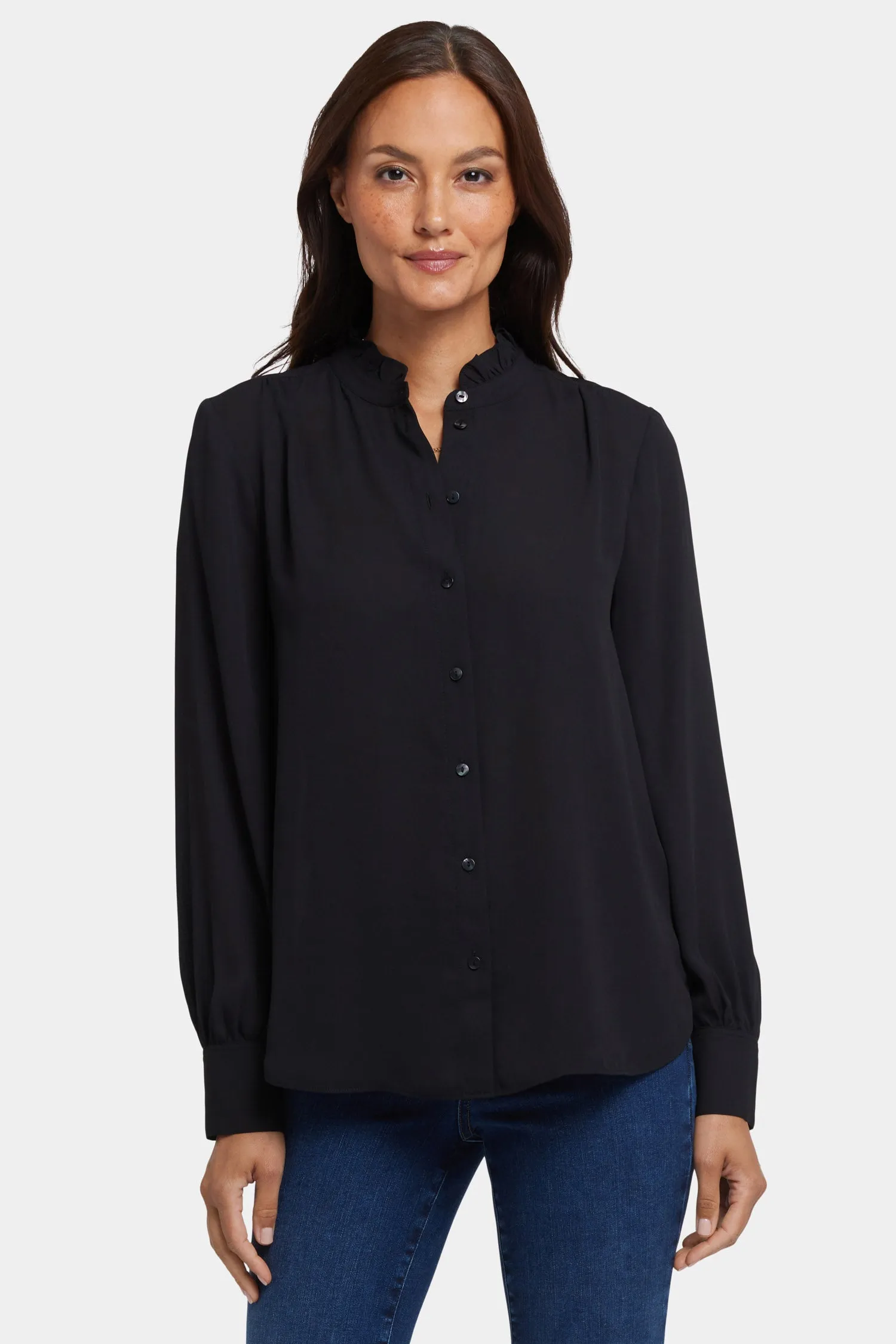 Ruffle Neck Blouse - Black sold by NYDJ product image thumbnail 4