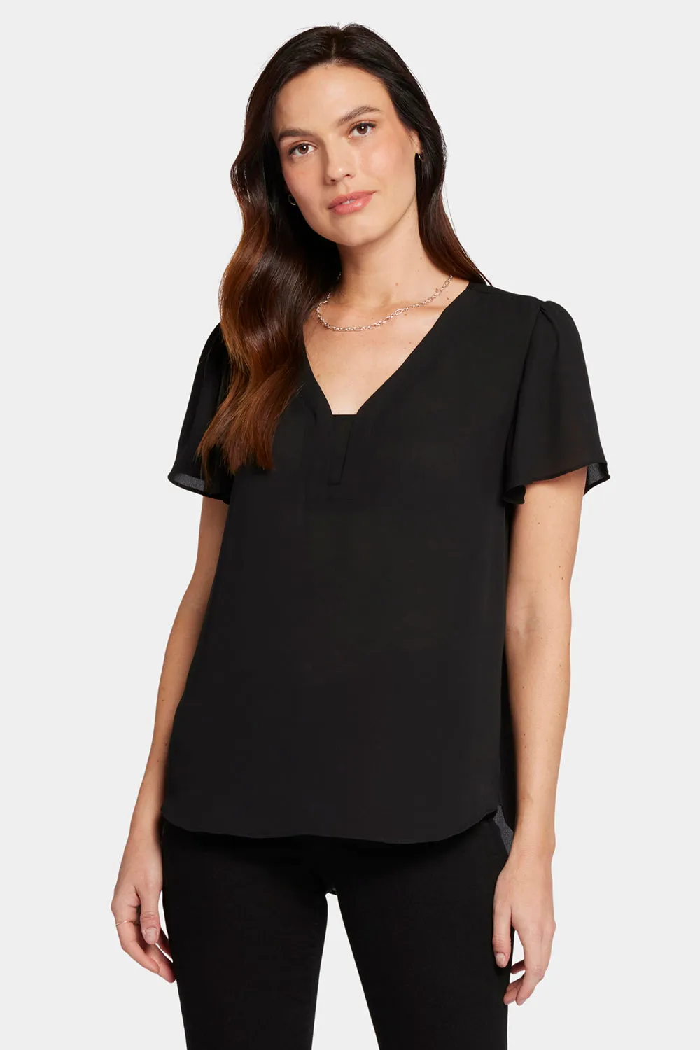 Flounce Sleeve Blouse - Black sold by NYDJ