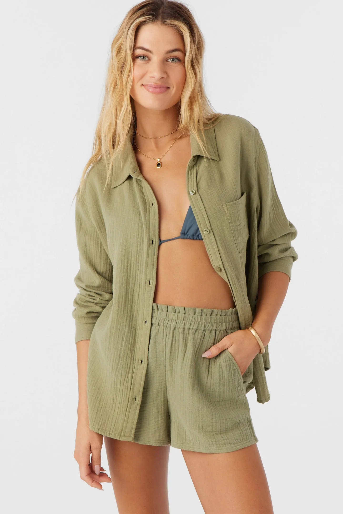 LENI CRINKLE DOUBLE GAUZE BUTTON DOWN SHIRT sold by O'Neill product image thumbnail 2