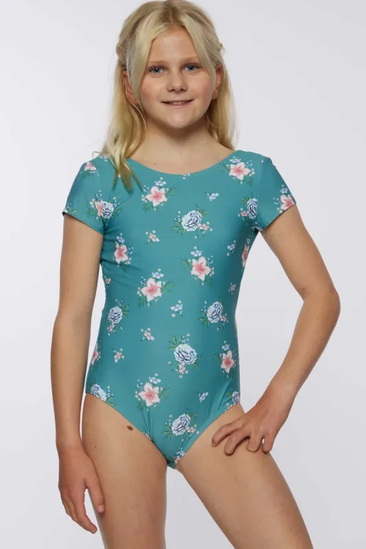 GIRL'S CHAN FLORAL SHORT SLEEVE BACK TIE ONE PIECE sold by O'Neill