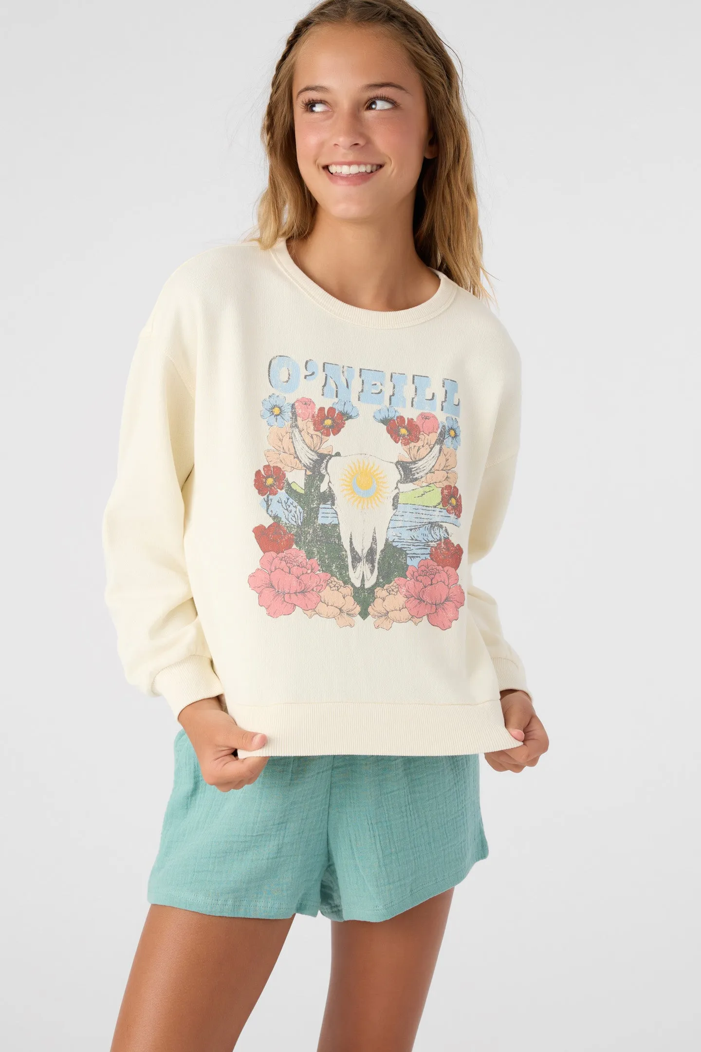 GIRL'S ANA CREW NECK FLEECE PULLOVER sold by O'Neill