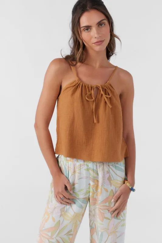 ANYA CRINKLE DOUBLE GAUZE TANK TOP sold by O'Neill