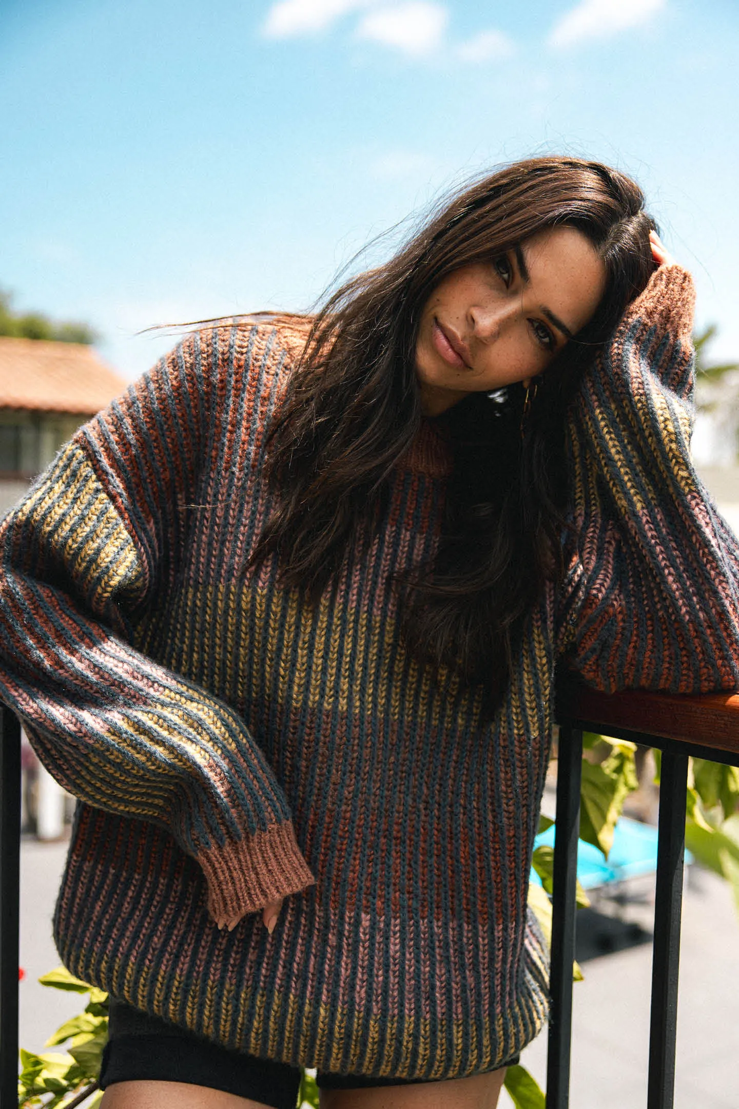BILLIE STRIPE MOCKNECK OVERSIZED SWEATER sold by O'Neill