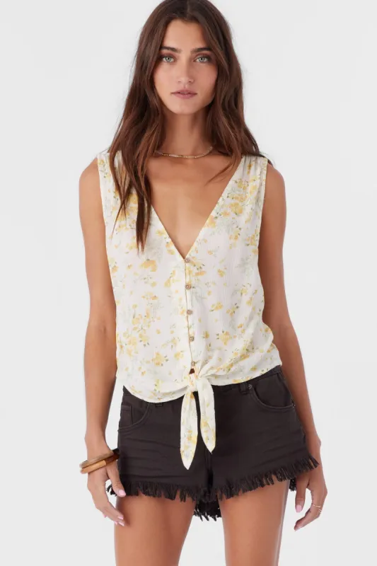 JADEN TATIANNA FLORAL TIE-FRONT TOP sold by O'Neill
