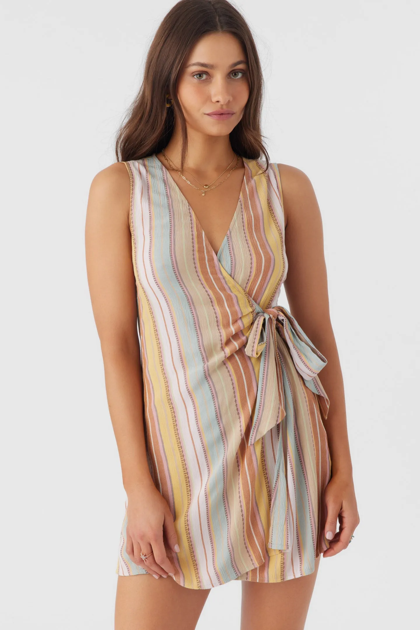 MAIZIE STRIPE WRAP MINI DRESS sold by O'Neill