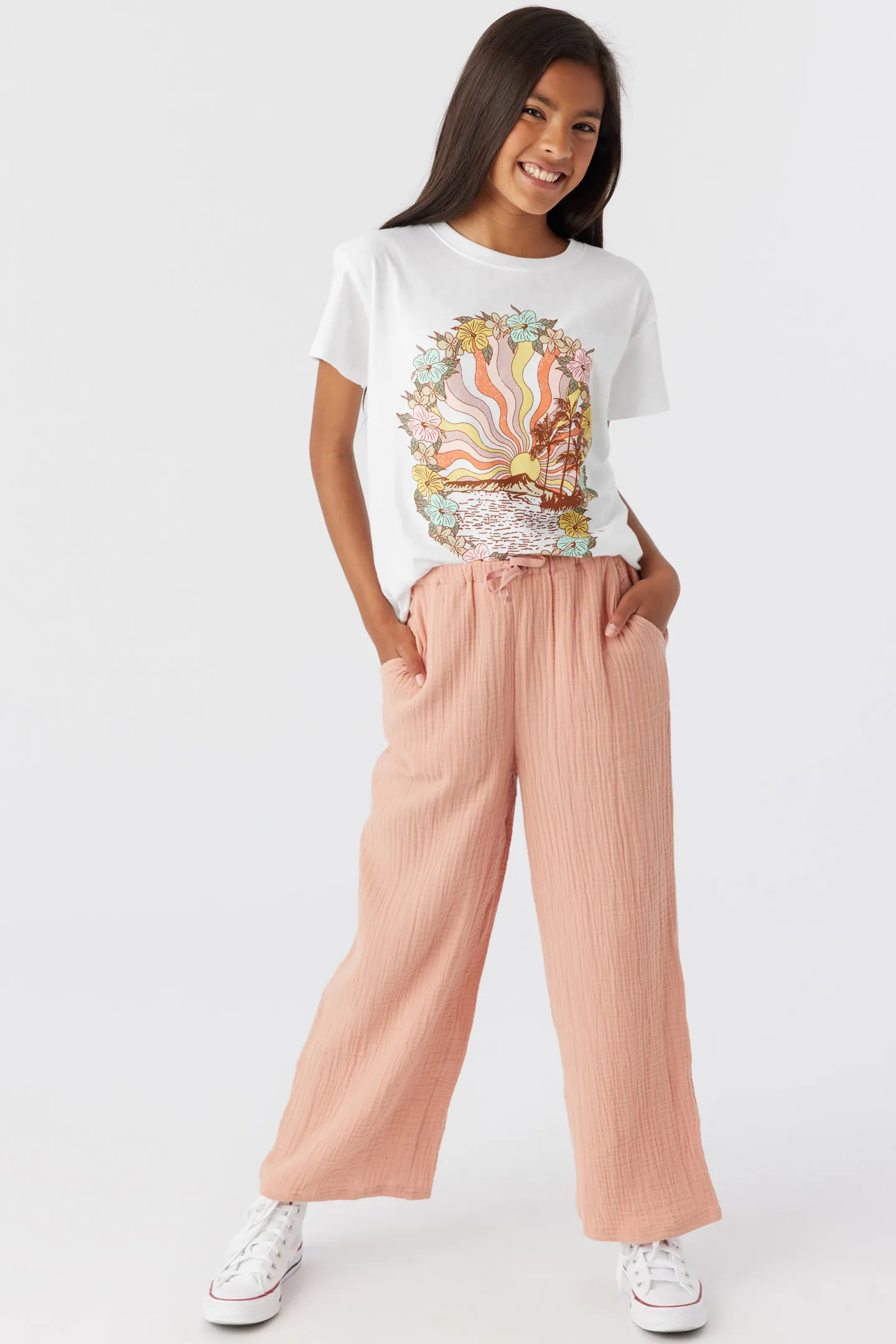 GIRL'S BRENDITA CRINKLE DOUBLE GAUZE PANTS sold by O'Neill