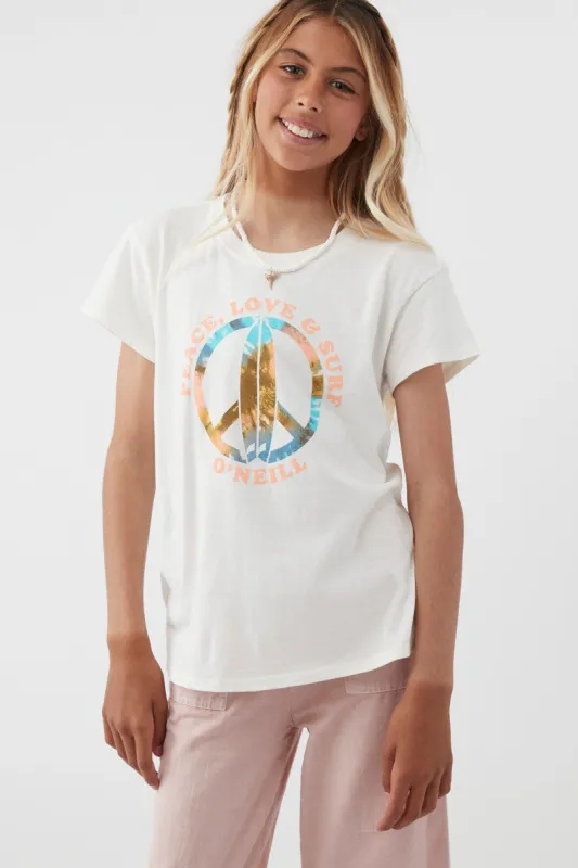 GIRL'S PEACE LUV TEE sold by O'Neill