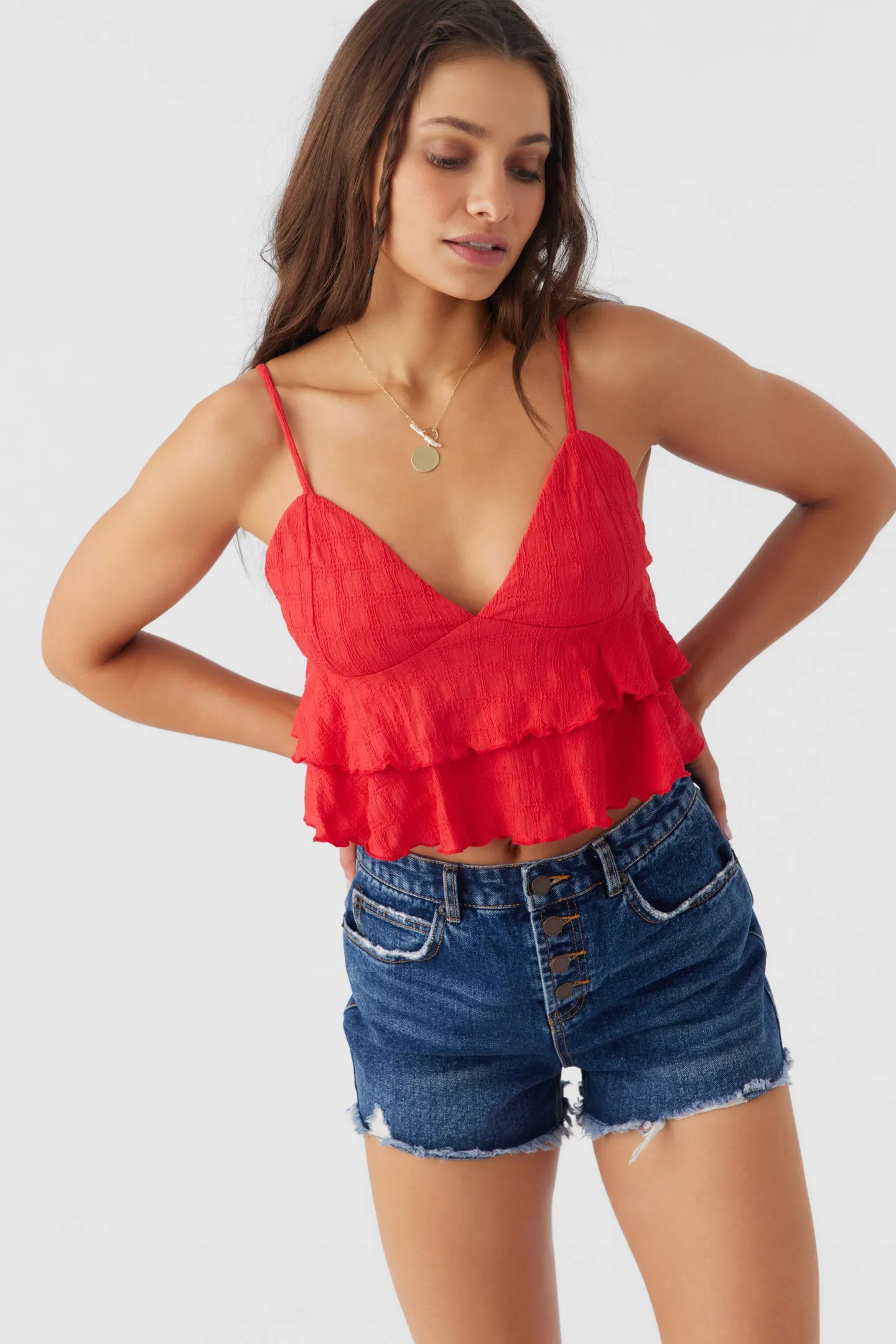CHLOEY TEXTURED KNIT TIERED TANK TOP sold by O'Neill