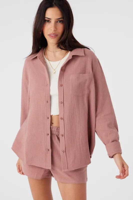 Leni Crinkle Double Gauze Button Down Shirt sold by O'Neill