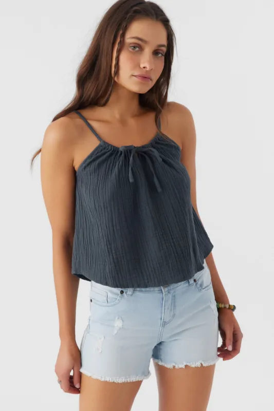 ANYA CRINKLE DOUBLE GAUZE TANK TOP sold by O'Neill