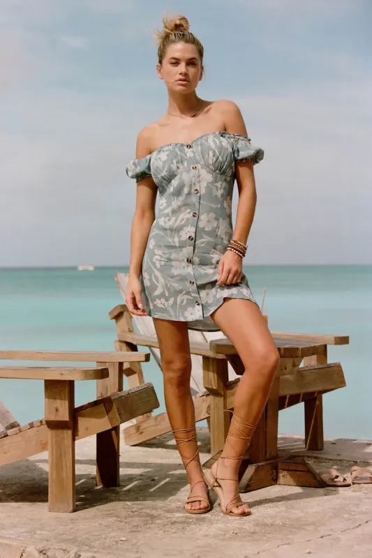 ELLISON EMILIA FLORAL OFF-THE-SHOULDER MINI DRESS sold by O'Neill
