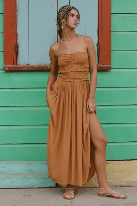 DEVYN STRAPLESS MIDI DRESS sold by O'Neill