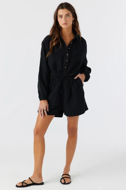 AVALA COTTON CRINKLE DOUBLE GAUZE ROMPER sold by O'Neill