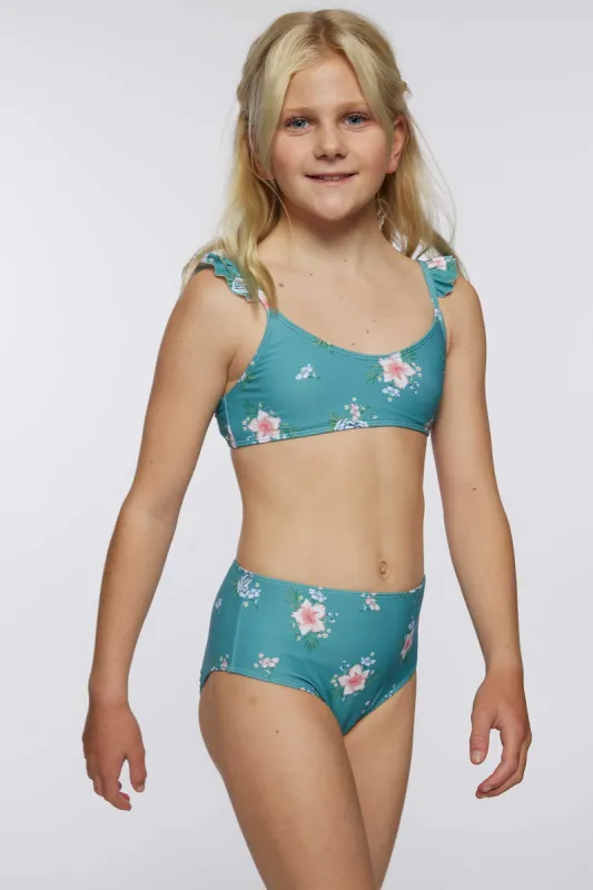 GIRL'S CHAN FLORAL RUFFLE STRAP BRALETTE SWIM SET sold by O'Neill