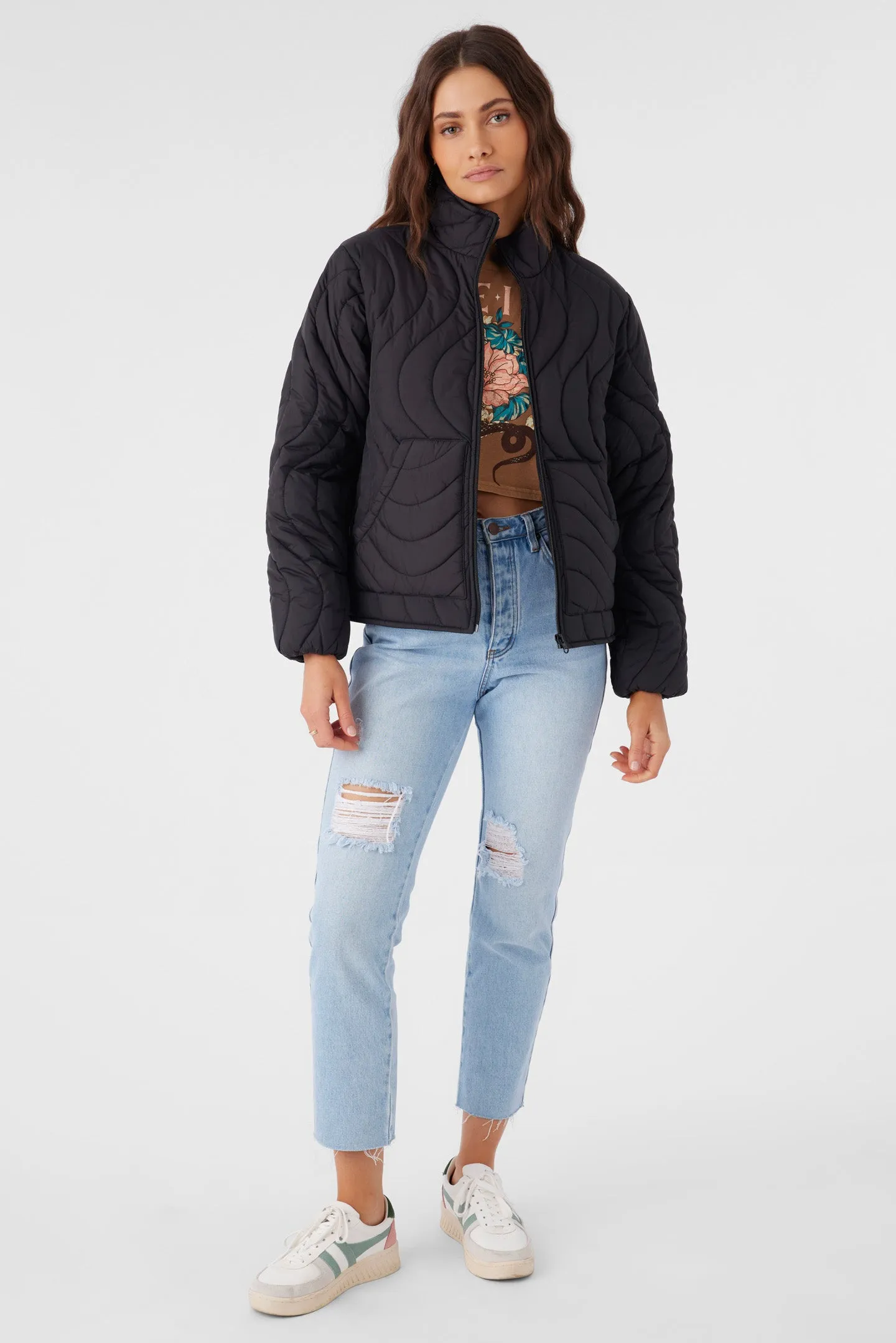 Eden Nylon Wave Quilted Zip Jacket sold by O'Neill product image thumbnail 3