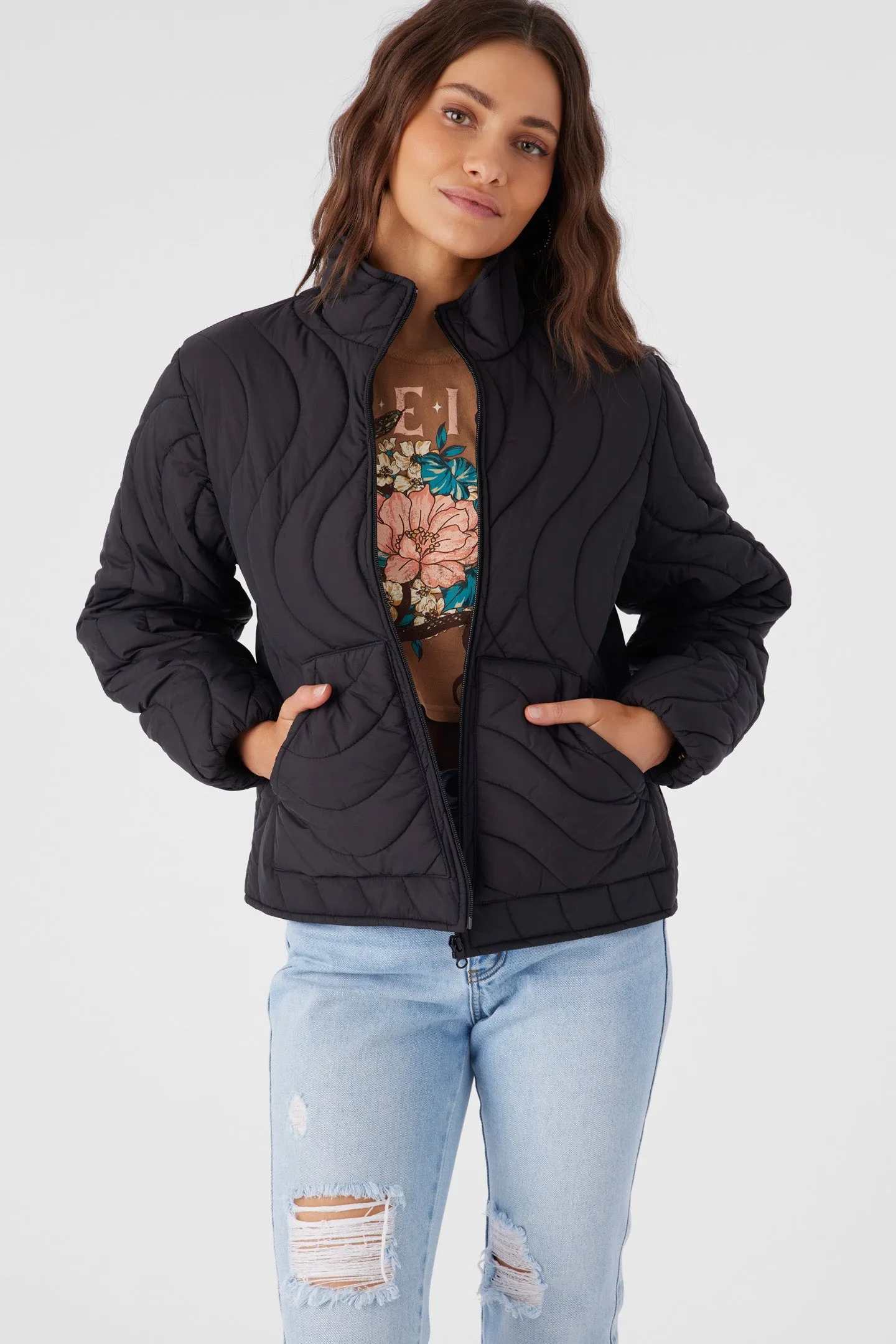 Eden Nylon Wave Quilted Zip Jacket sold by O'Neill