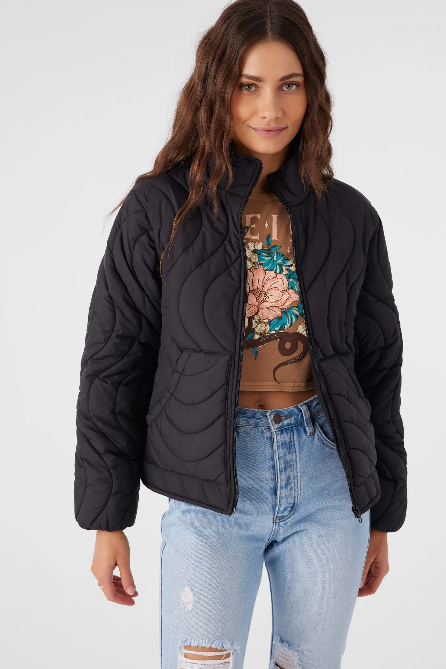 Eden Nylon Wave Quilted Zip Jacket sold by O'Neill product image thumbnail 5
