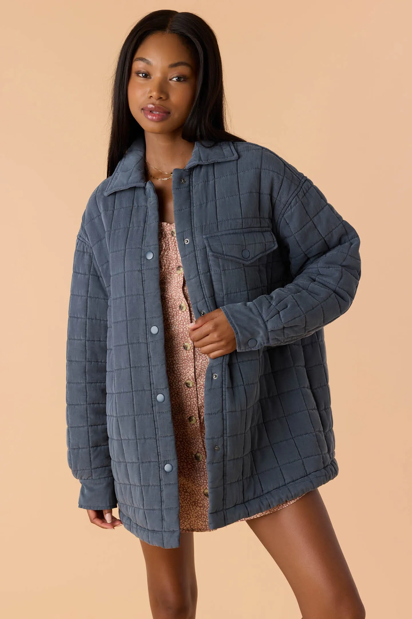 RYA QUILTED OVERSIZED FIT SNAP FRONT JACKET sold by O'Neill product image thumbnail 4