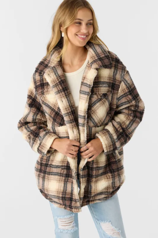 HEATH PLAID HIGH PILE OVERSIZED FLEECE JACKET made by O'Neill