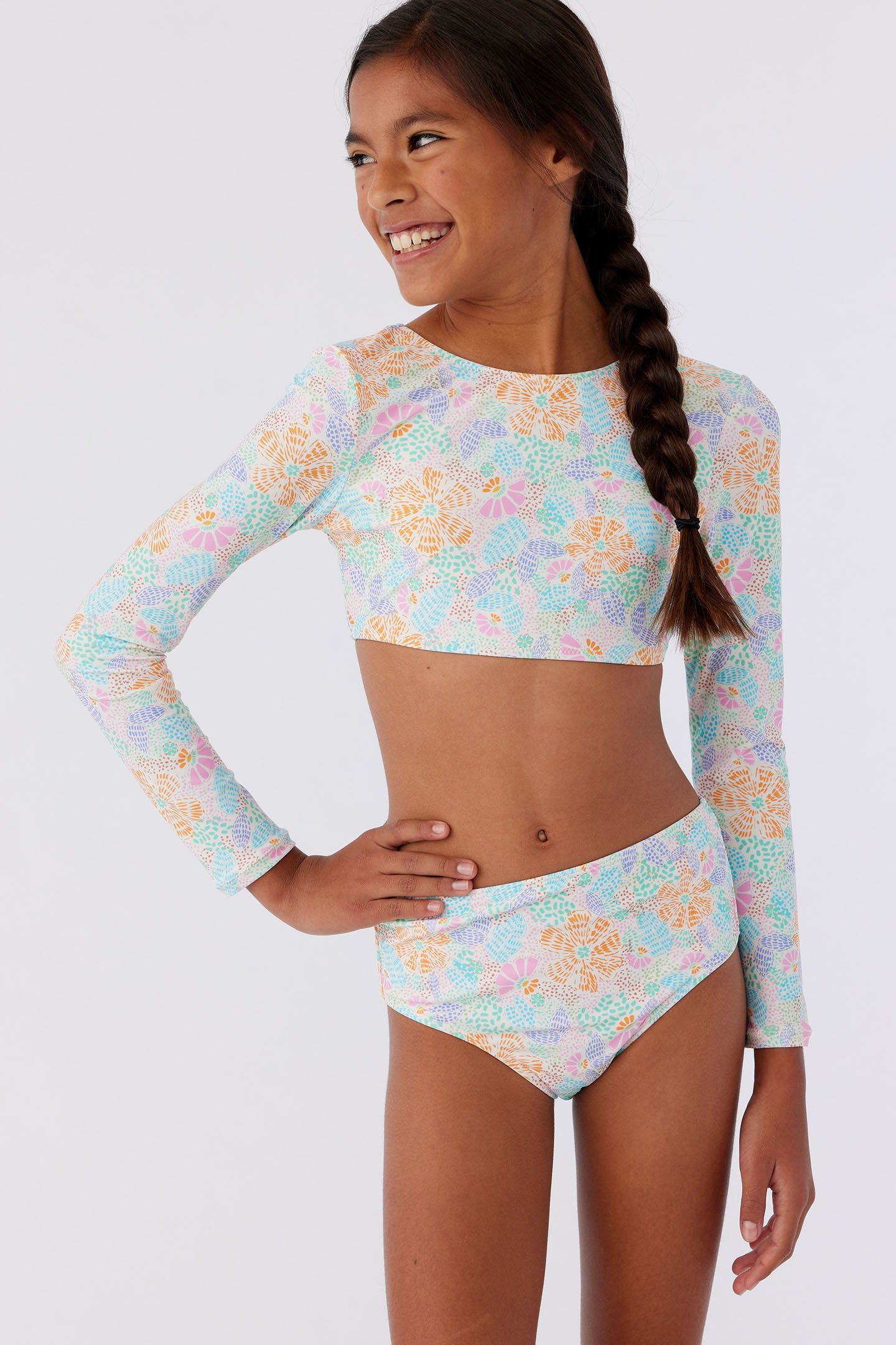GIRL'S PIPER FLORAL LONG SLEEVE CROP TOP SET sold by O'Neill