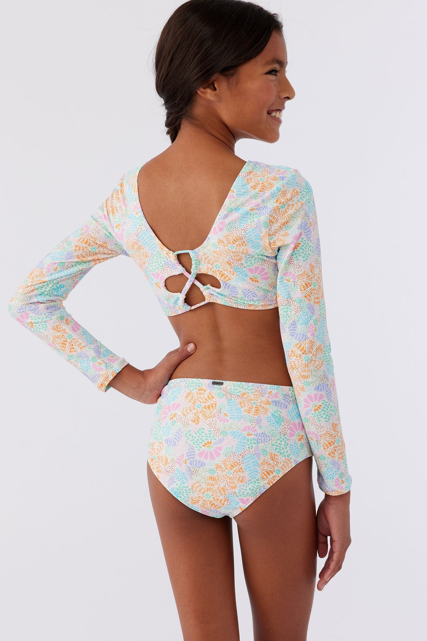 GIRL'S PIPER FLORAL LONG SLEEVE CROP TOP SET sold by O'Neill product image thumbnail 2