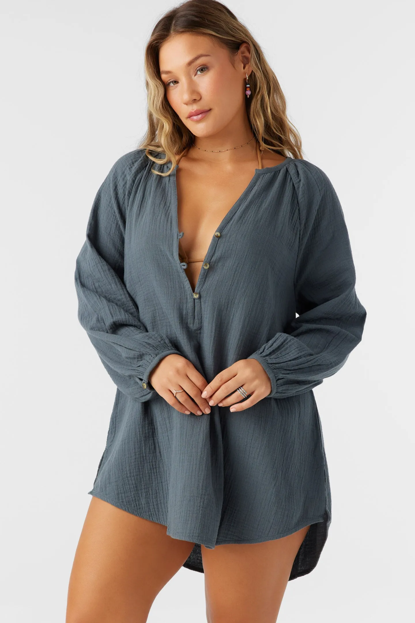 Krysten Crinkle Double Gauze Tunic Swim Cover-Up sold by O'Neill