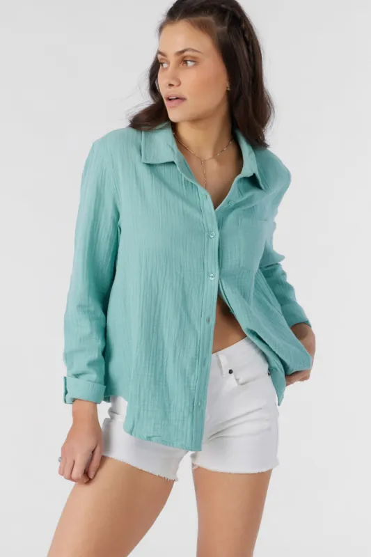 LENI CRINKLE DOUBLE GAUZE BUTTON DOWN SHIRT sold by O'Neill