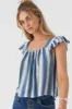 SYNDIE FADE STRIPE RUFFLE SLEEVE TOP sold by O'Neill