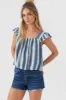 SYNDIE FADE STRIPE RUFFLE SLEEVE TOP sold by O'Neill