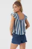 SYNDIE FADE STRIPE RUFFLE SLEEVE TOP sold by O'Neill