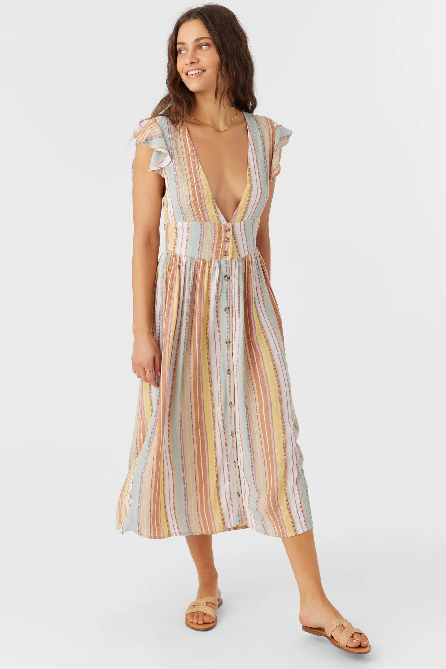 RAINEY STRIPE MIDI DRESS sold by O'Neill