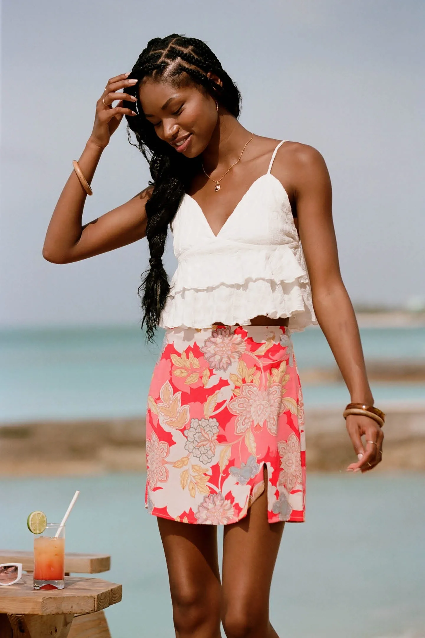 CHLOEY TEXTURED KNIT TIERED TANK TOP sold by O'Neill