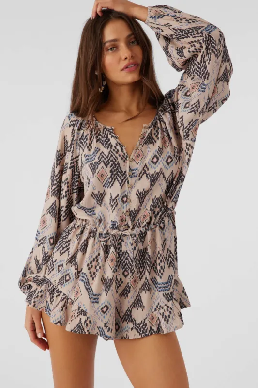 SCARLETTE PALMER PRINT LONG SLEEVE ROMPER sold by O'Neill