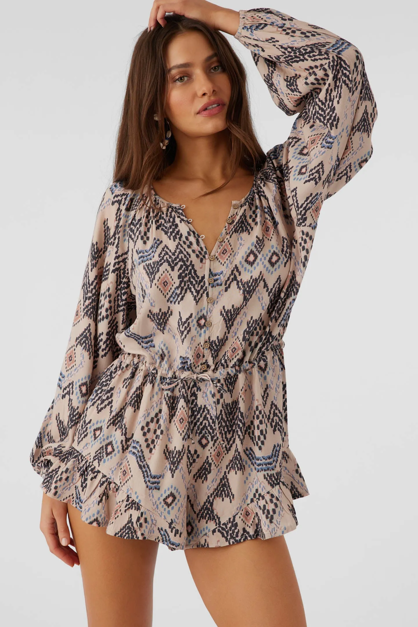 SCARLETTE PALMER PRINT LONG SLEEVE ROMPER sold by O'Neill