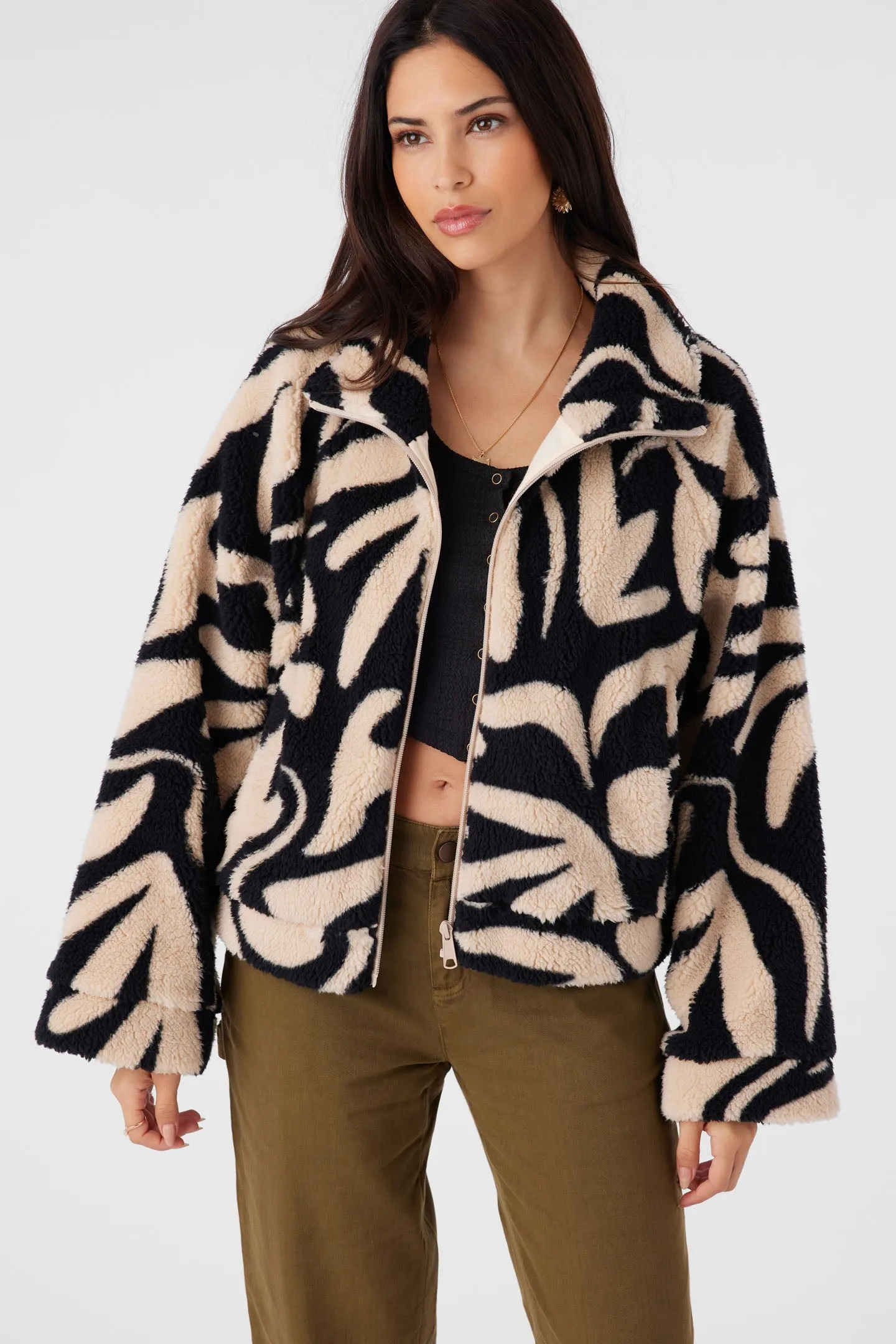 RORI BEACH HUT GEO HIGH PILE FLEECE CROPPED JACKET sold by O'Neill