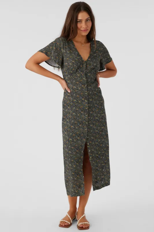 RAYNEY AVA DITSY BUTTON FRONT MIDI DRESS sold by O'Neill
