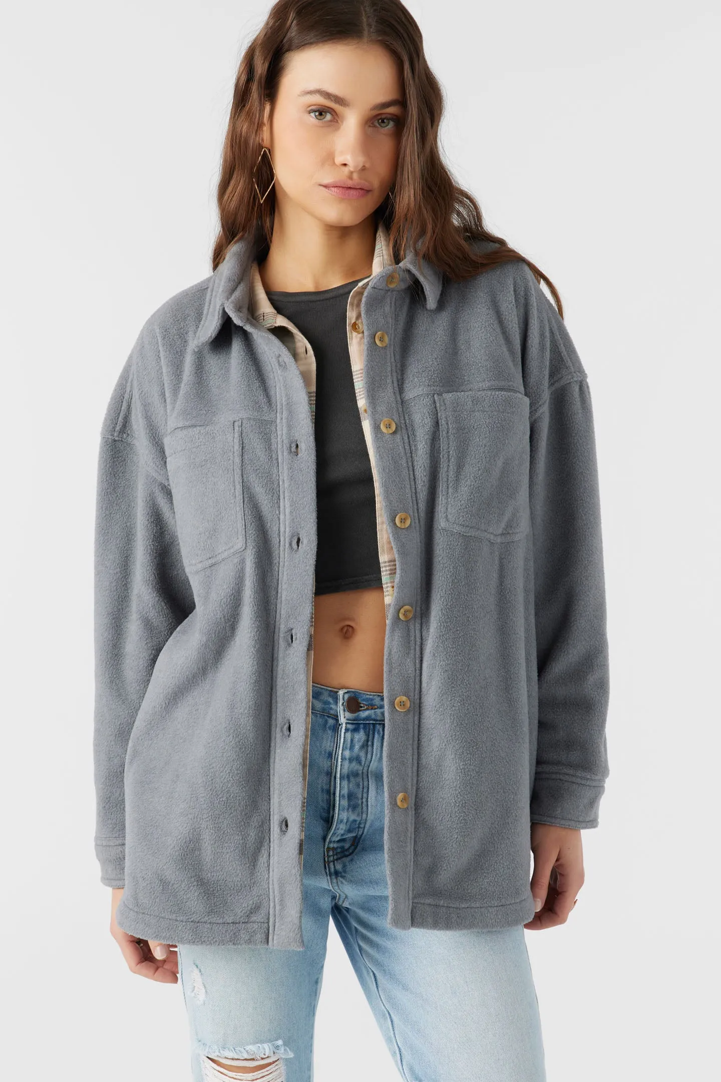 Rune Solid Superfleece Oversized Fit Shacket sold by O'Neill product image thumbnail 5