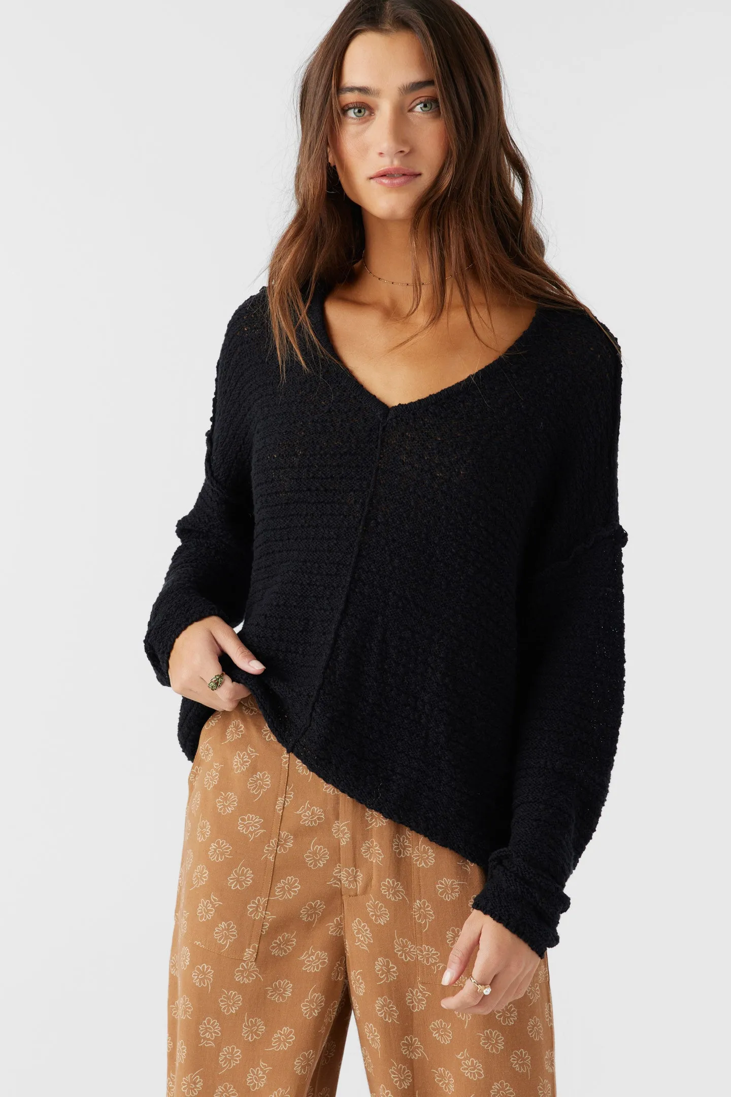 MARINA COTTON SLUB V-NECK SWEATER sold by O'Neill