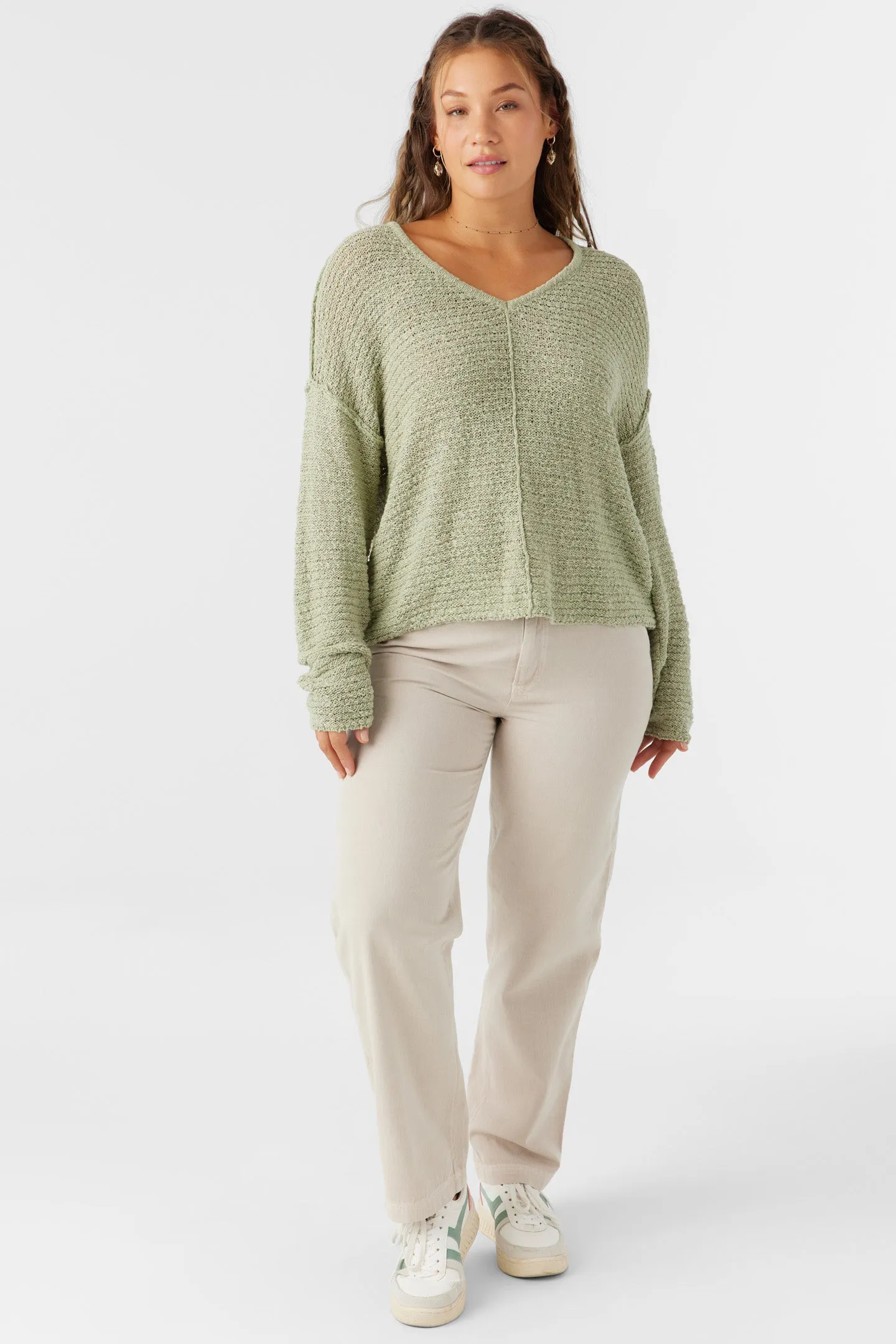MARINA COTTON SLUB V-NECK SWEATER sold by O'Neill product image thumbnail 3