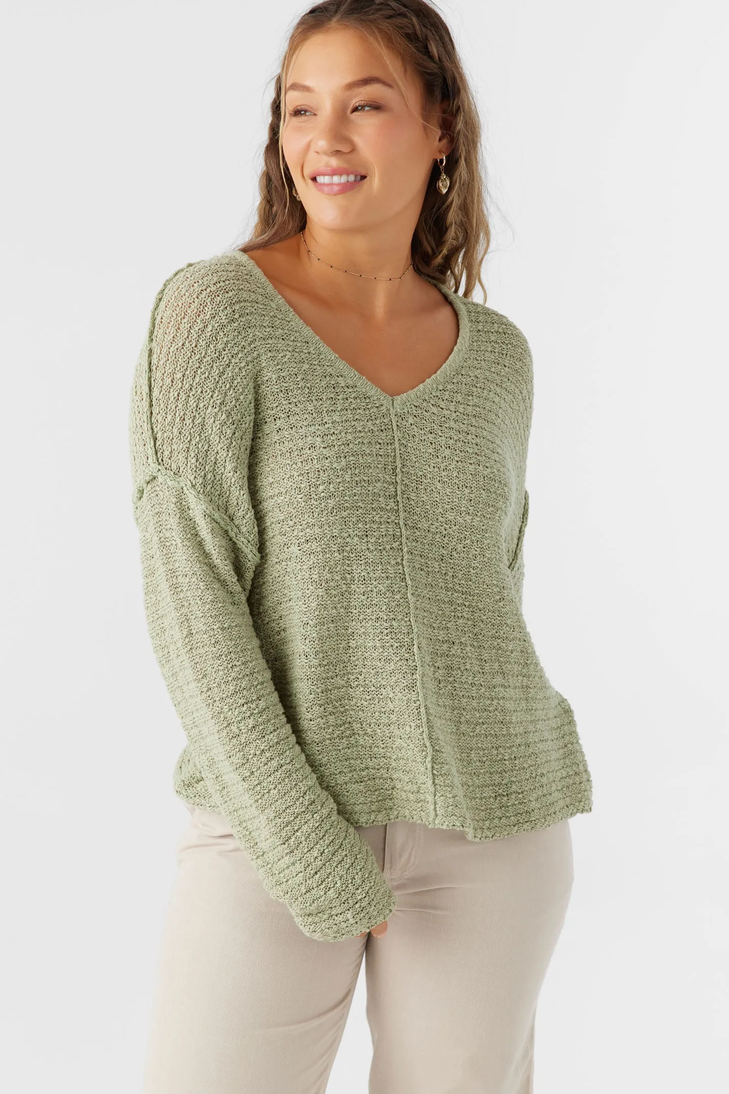 MARINA COTTON SLUB V-NECK SWEATER sold by O'Neill